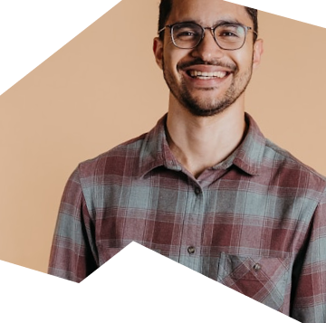 Smiling man in checked shirt