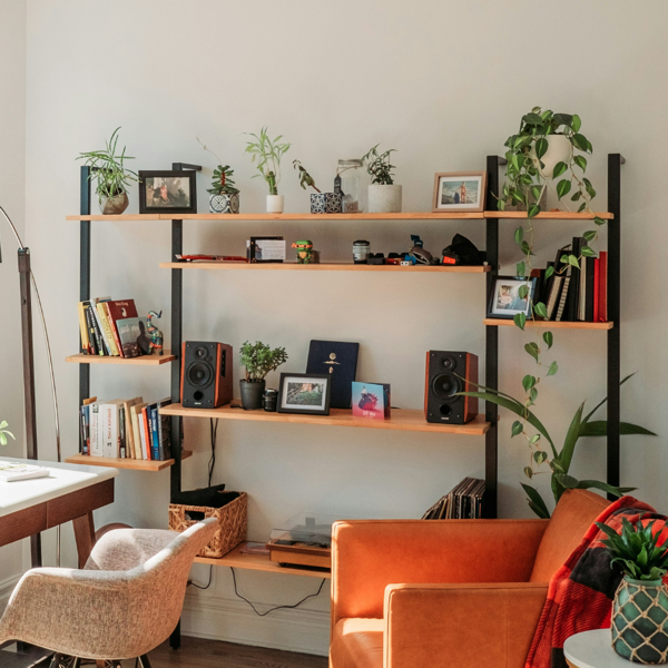 Shelves with personal items